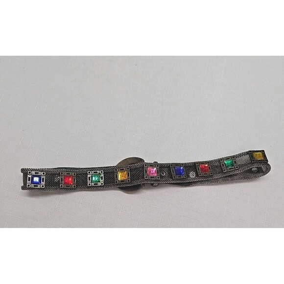 Vintage Women\'s Sand Castle USA Silver Metal Mesh Rhinestone Belt RARE **READ**